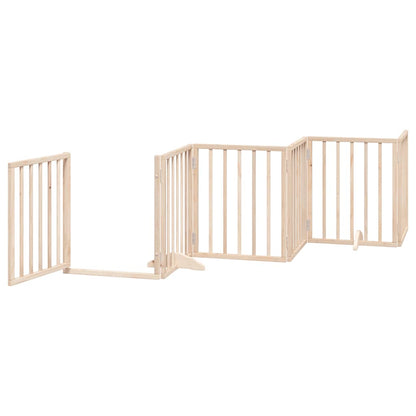 Cancello per Cani con Porta Pieghevole 9 Pannelli 450 cm Pioppo | homemem39