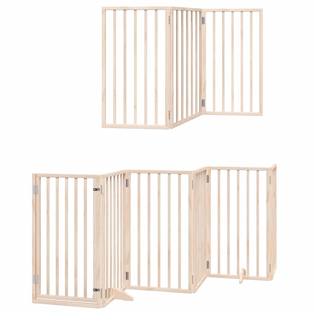 Cancello per Cani con Porta Pieghevole 9 Pannelli 450 cm Pioppo | homemem39