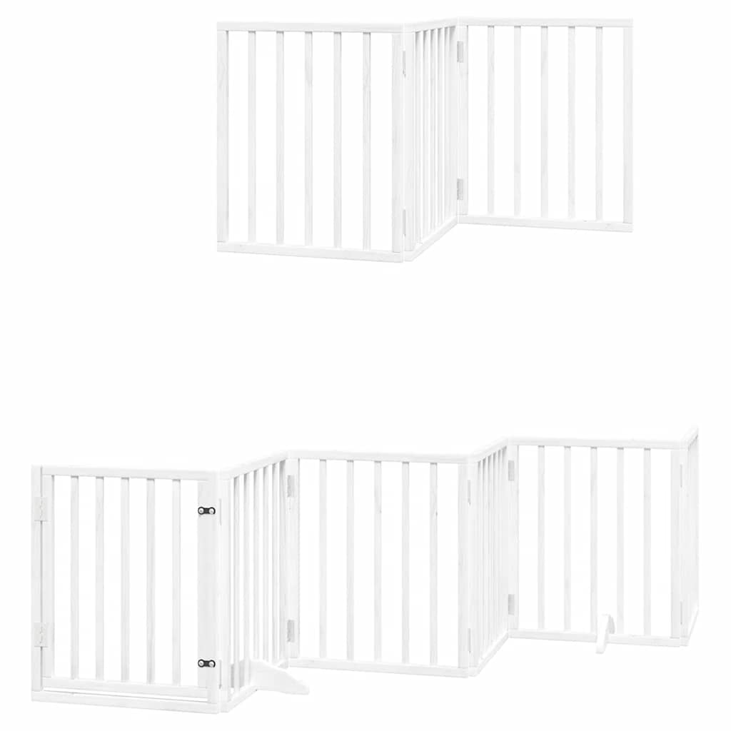 Cancello Cani Porta Pieghevole Bianco 9 Pannelli 450 cm Pioppo | homemem39
