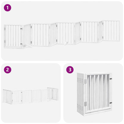 Cancello Cani Porta Pieghevole Bianco 9 Pannelli 450 cm Pioppo | homemem39