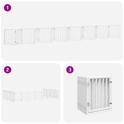 Cancello Cani Porta Pieghevole Bianco 15 Pannelli 750 cm Pioppo | homemem39