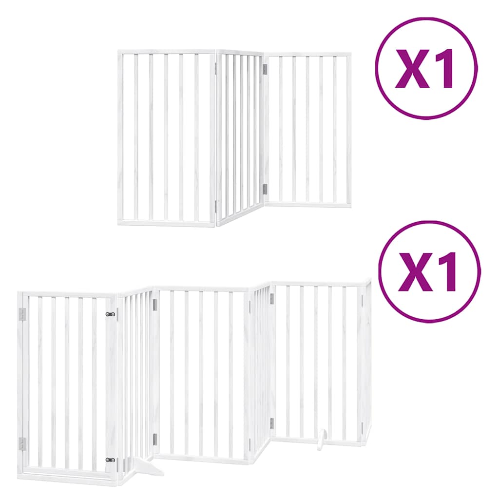 Cancello Cani Porta Pieghevole Bianco 9 Pannelli 450 cm Pioppo | homemem39