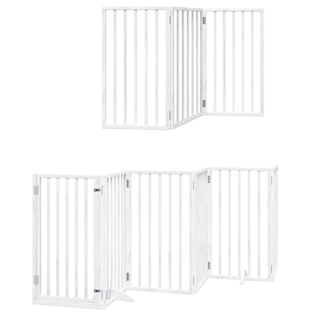 Cancello Cani Porta Pieghevole Bianco 9 Pannelli 450 cm Pioppo | homemem39