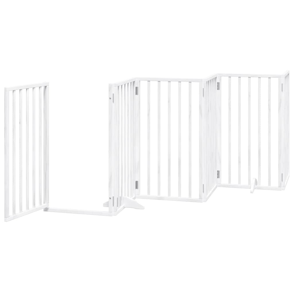 Cancello Cani Porta Pieghevole Bianco 9 Pannelli 450 cm Pioppo | homemem39