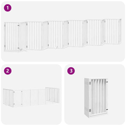 Cancello Cani Porta Pieghevole Bianco 12 Pannelli 600 cm Pioppo | homemem39