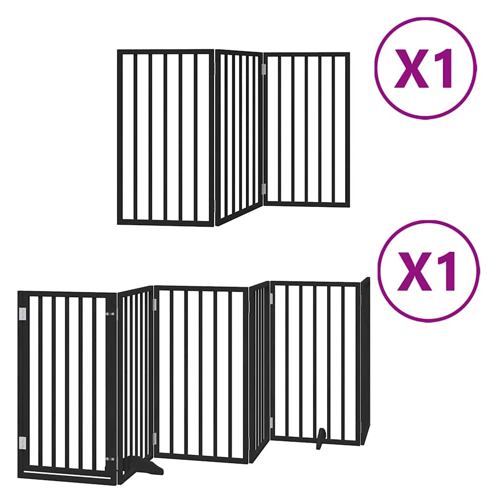 Cancello per Cani Porta Pieghevole Nero 9 Pannelli 450cm Pioppo | homemem39