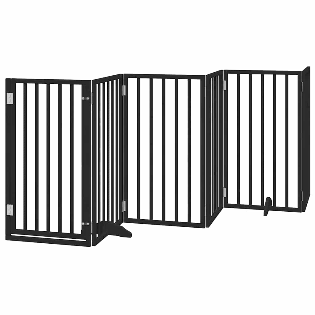 Cancello Cani Porta Pieghevole Nero 15 Pannelli 750 cm Pioppo | homemem39