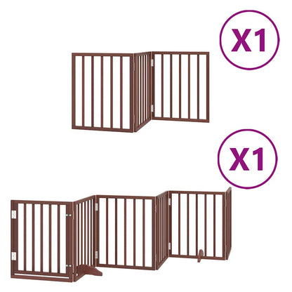 Cancello Cani Porta Pieghevole Marrone 9 Pannelli 450cm Pioppo | homemem39