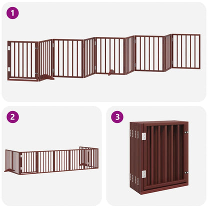 Cancello Cani Porta Pieghevole Marrone 9 Pannelli 450cm Pioppo | homemem39