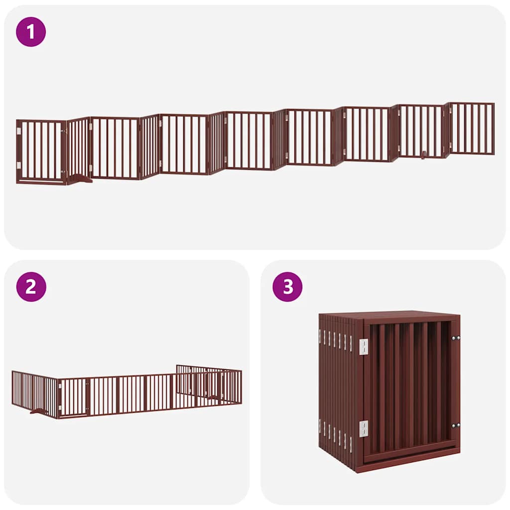 Cancello Cani Porta Pieghevole Marrone 15 Pannelli 750cm Pioppo | homemem39