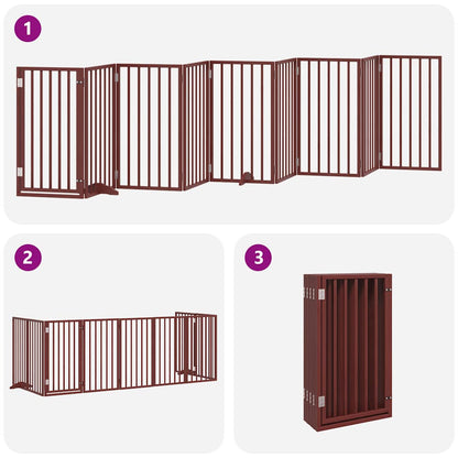 Cancello Cani Porta Pieghevole Marrone 9 Pannelli 450cm Pioppo | homemem39
