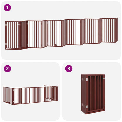 Cancello Cani Porta Pieghevole Marrone 12 Pannelli 600cm Pioppo