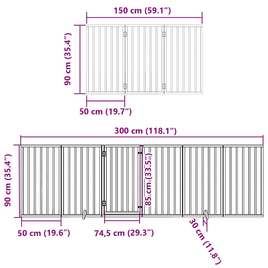 Cancello Cani Porta Pieghevole Marrone 15 Pannelli 750cm Pioppo | homemem39