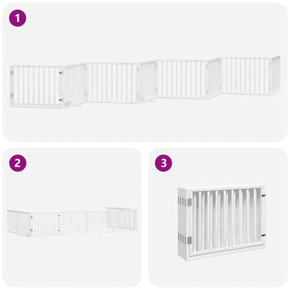 Cancello Cani Porta Pieghevole Bianco 12 Pannelli 640 cm Pioppo | homemem39