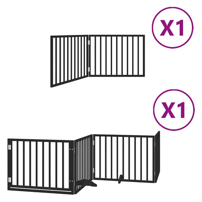 Cancello per Cani Porta Pieghevole Nero 6 Pannelli 480cm Pioppo | homemem39