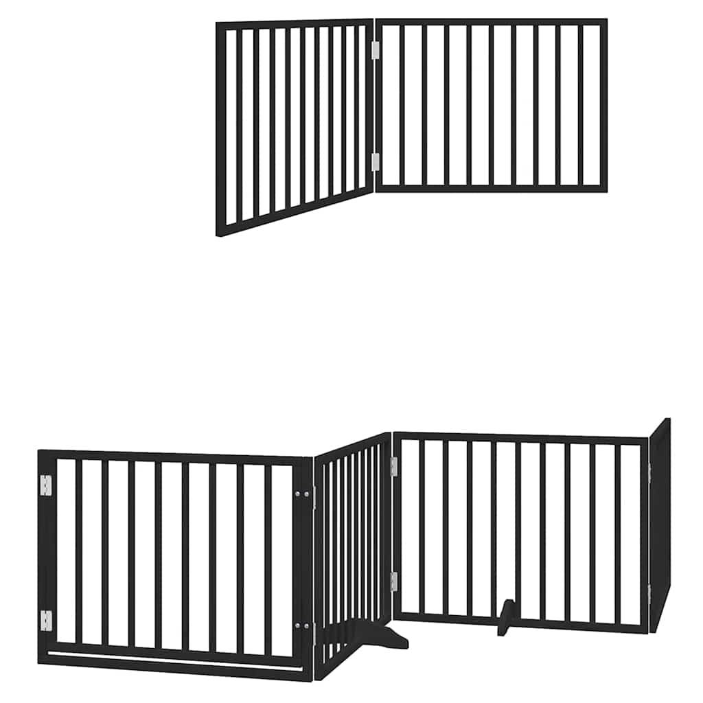 Cancello per Cani Porta Pieghevole Nero 6 Pannelli 480cm Pioppo | homemem39