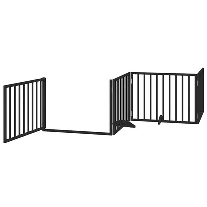 Cancello per Cani Porta Pieghevole Nero 6 Pannelli 480cm Pioppo | homemem39