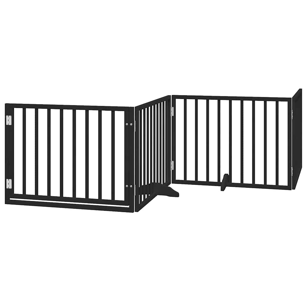 Cancello Cani Porta Pieghevole Nero 12 Pannelli 960 cm Pioppo | homemem39