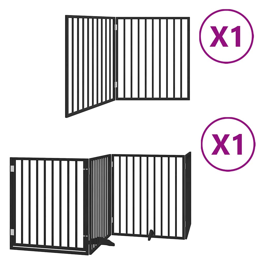 Cancello per Cani Porta Pieghevole Nero 6 Pannelli 480cm Pioppo | homemem39