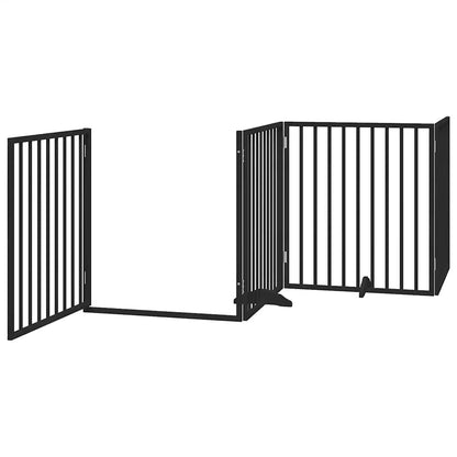 Cancello per Cani Porta Pieghevole Nero 6 Pannelli 480cm Pioppo | homemem39
