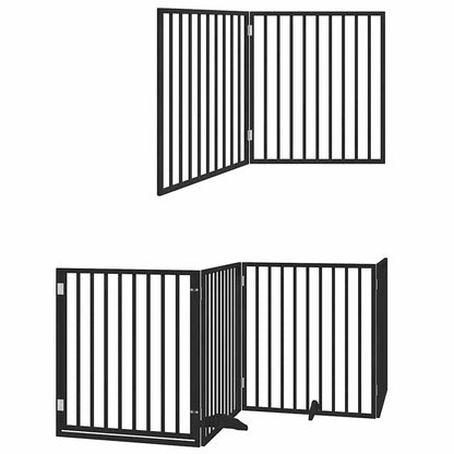 Cancello Cani Porta Pieghevole Nero 8 Pannelli 640 cm Pioppo | homemem39