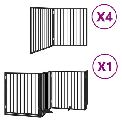 Cancello Cani Porta Pieghevole Nero 12 Pannelli 960 cm Pioppo