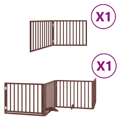 Cancello Cani Porta Pieghevole Marrone 6 Pannelli 480cm Pioppo | homemem39