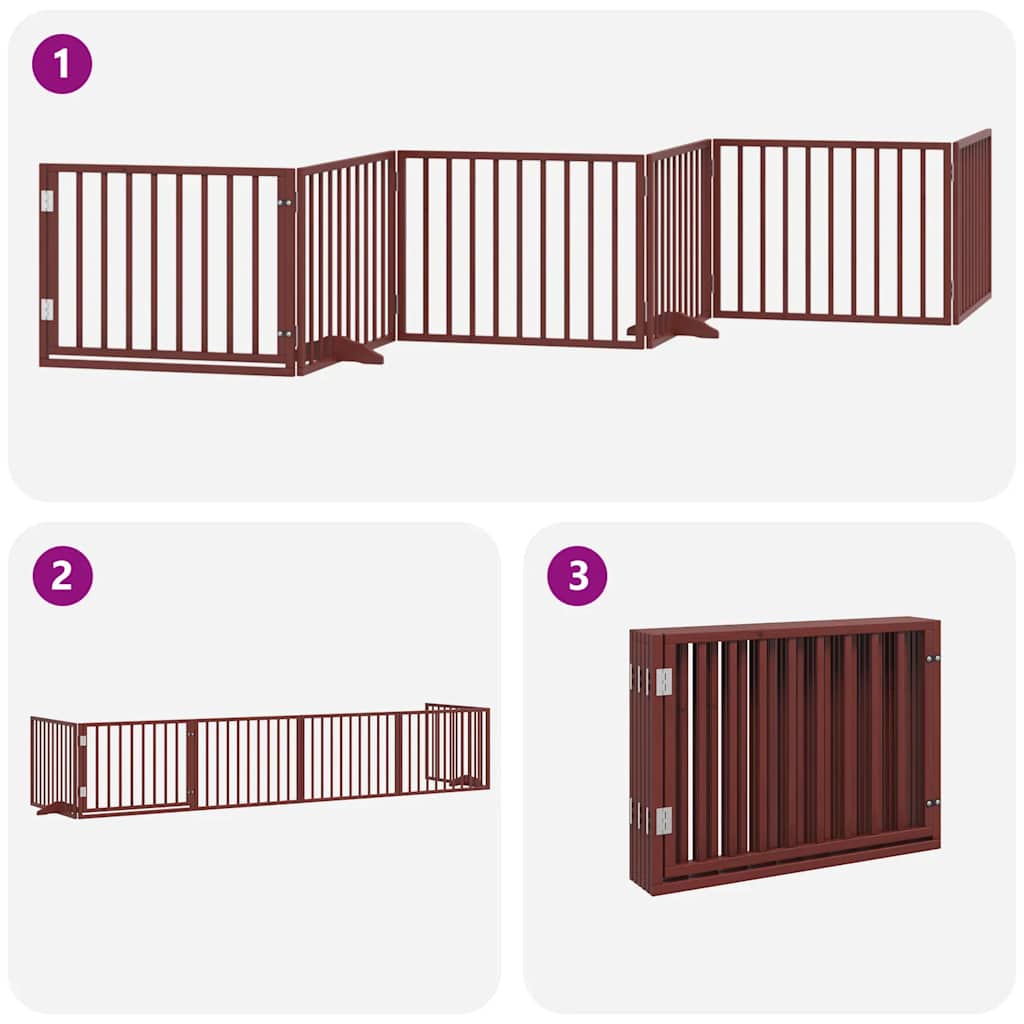 Cancello Cani Porta Pieghevole Marrone 6 Pannelli 480cm Pioppo | homemem39