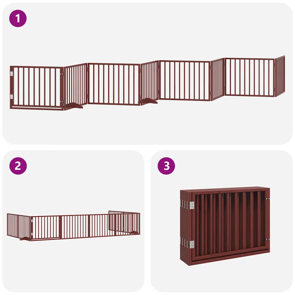 Cancello Cani Porta Pieghevole Marrone 8 Pannelli 640cm Pioppo | homemem39