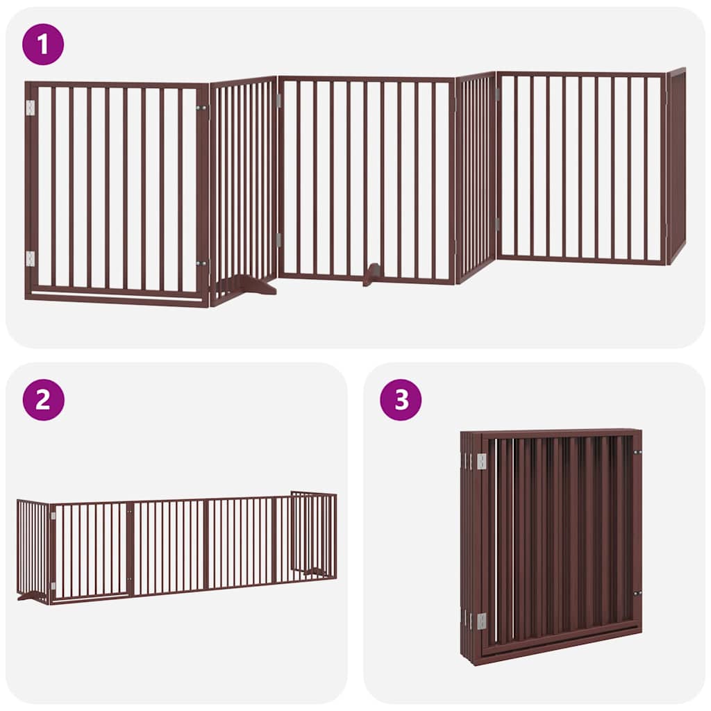 Cancello Cani Porta Pieghevole Marrone 6 Pannelli 480cm Pioppo | homemem39