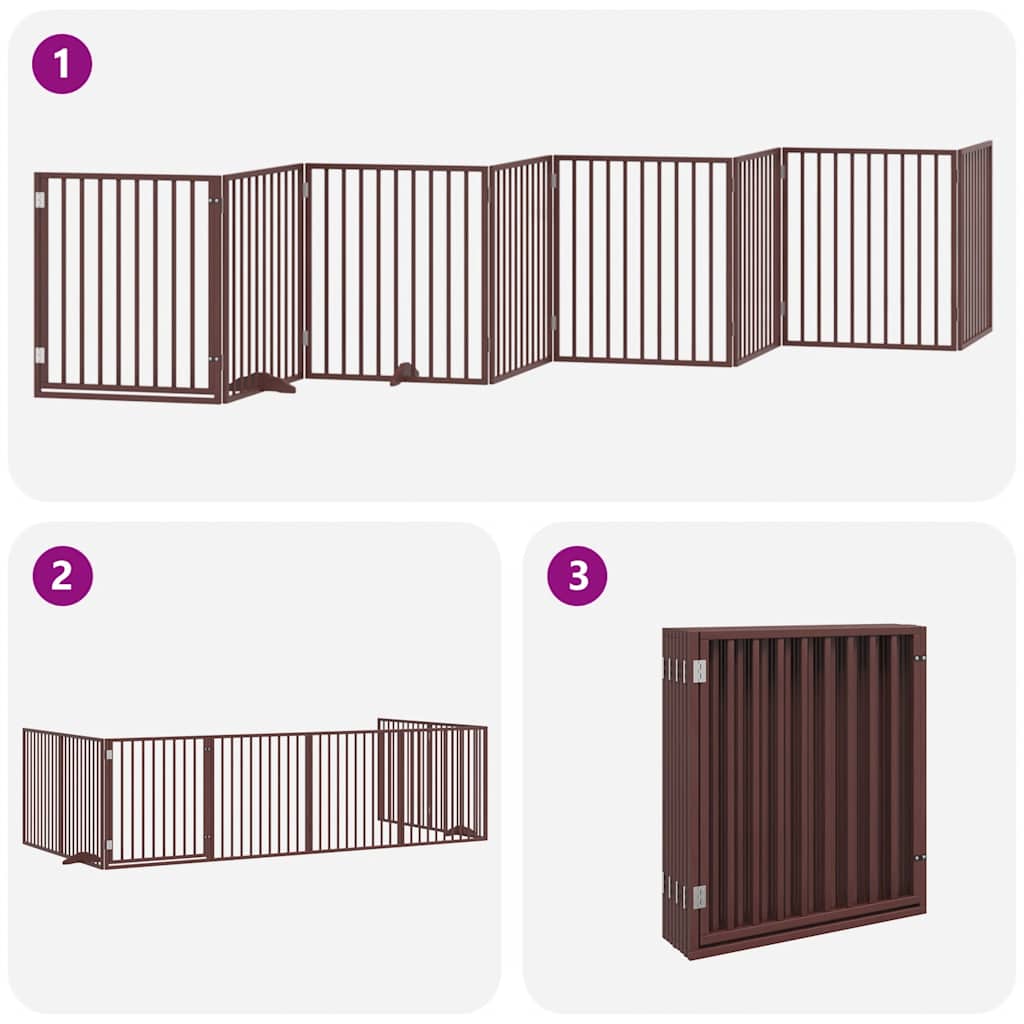 Cancello Cani Porta Pieghevole Marrone 8 Pannelli 640cm Pioppo | homemem39