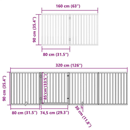 Cancello Cani Porta Pieghevole Marrone 8 Pannelli 640cm Pioppo | homemem39