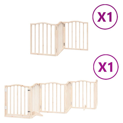 Cancello per Cani con Porta Pieghevole 9 Pannelli 450 cm Pioppo | homemem39