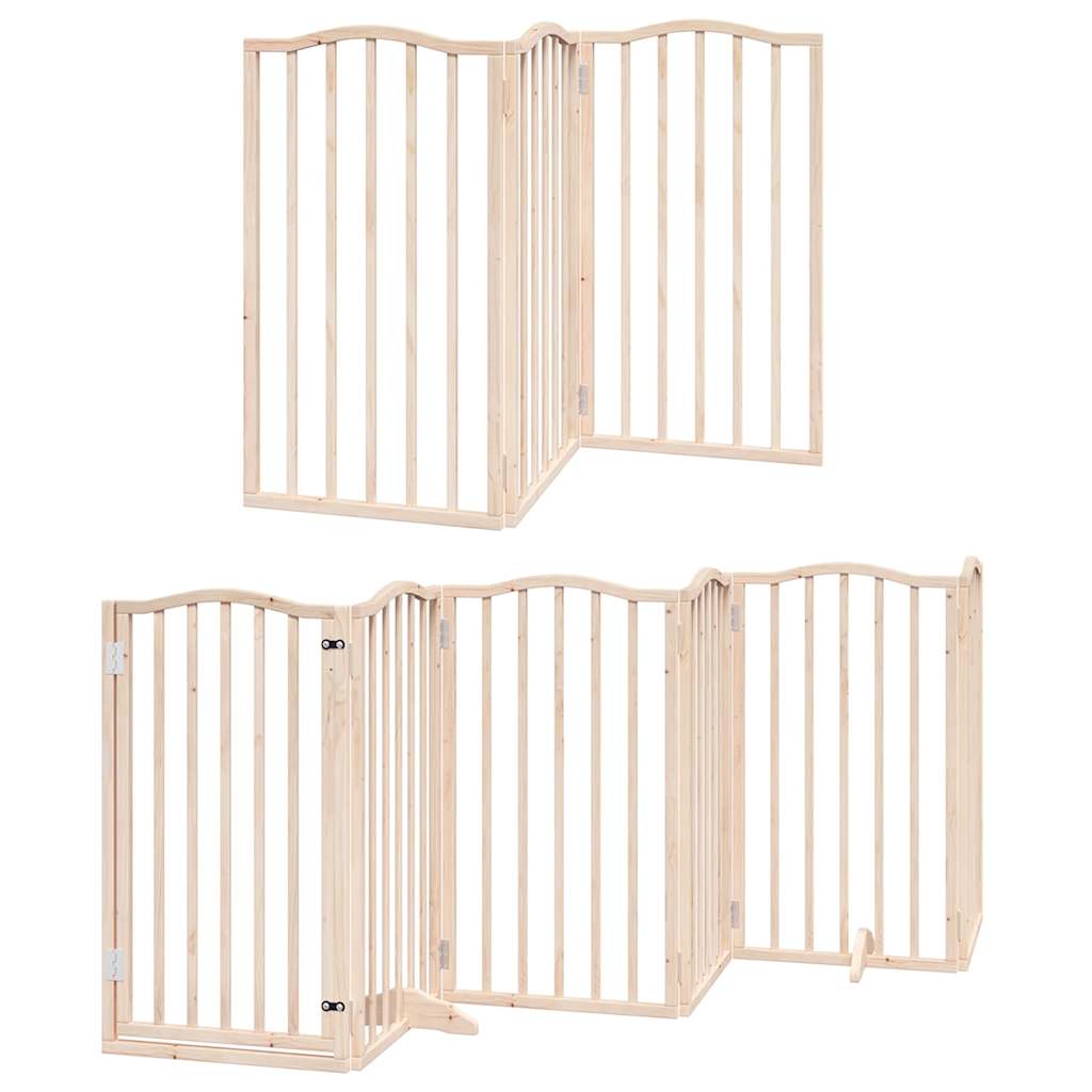 Cancello per Cani con Porta Pieghevole 9 Pannelli 450 cm Pioppo | homemem39
