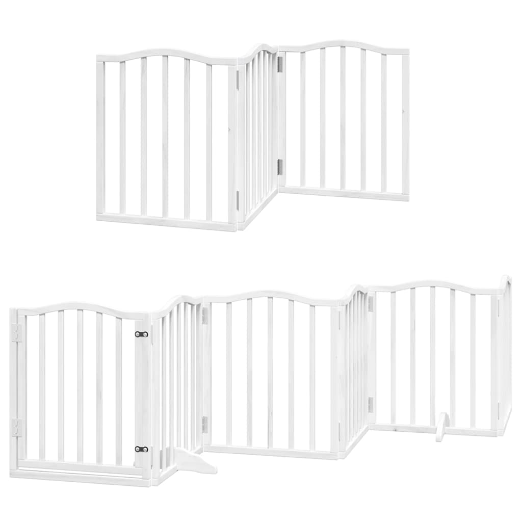 Cancello Cani Porta Pieghevole Bianco 9 Pannelli 450 cm Pioppo | homemem39