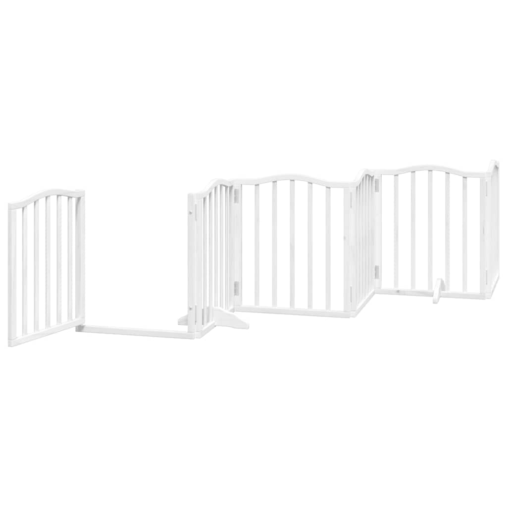 Cancello Cani Porta Pieghevole Bianco 9 Pannelli 450 cm Pioppo | homemem39