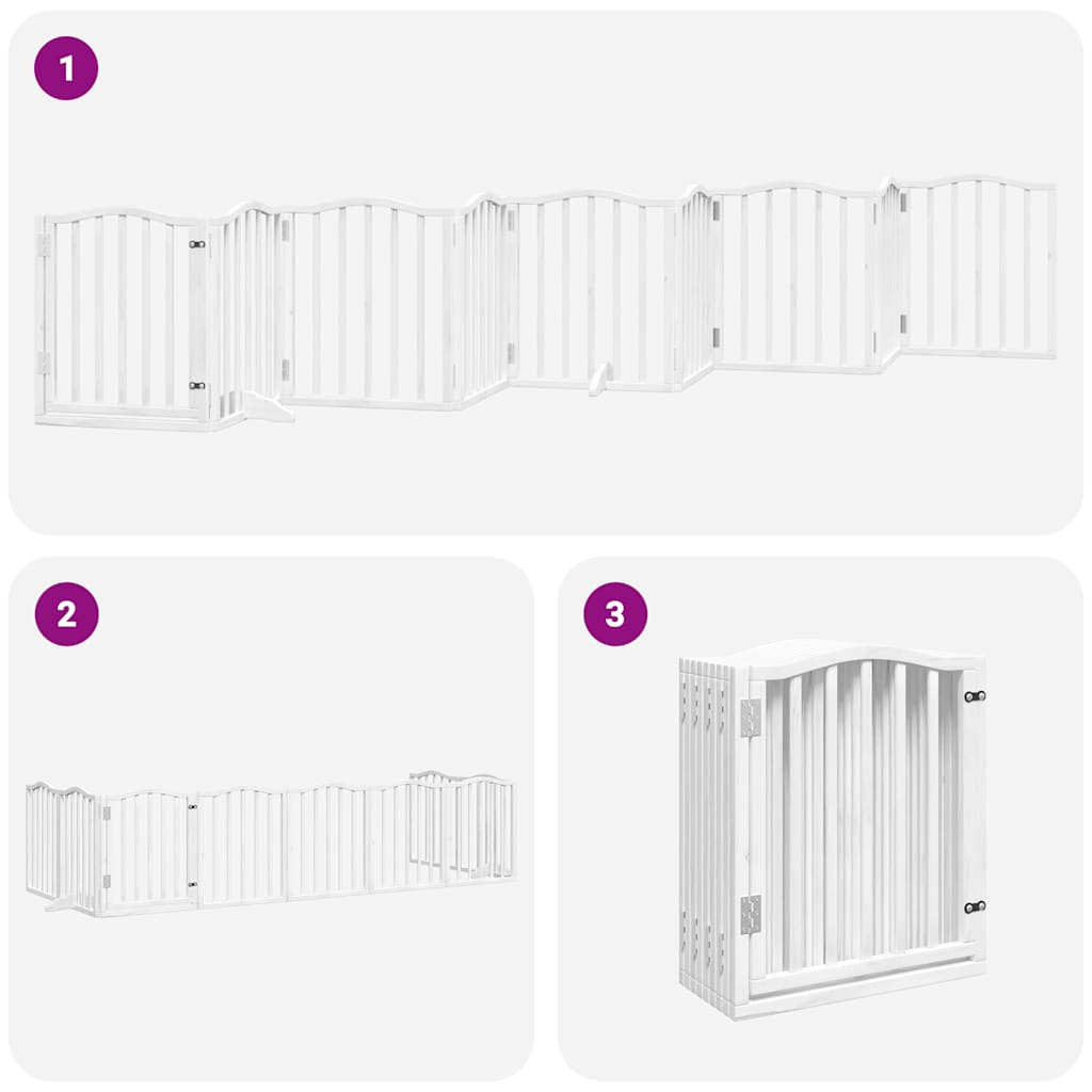 Cancello Cani Porta Pieghevole Bianco 9 Pannelli 450 cm Pioppo | homemem39