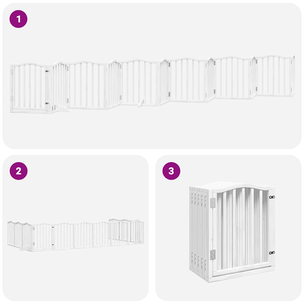 Cancello Cani Porta Pieghevole Bianco 12 Pannelli 600 cm Pioppo | homemem39