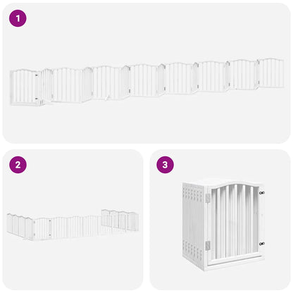 Cancello Cani Porta Pieghevole Bianco 15 Pannelli 750 cm Pioppo | homemem39