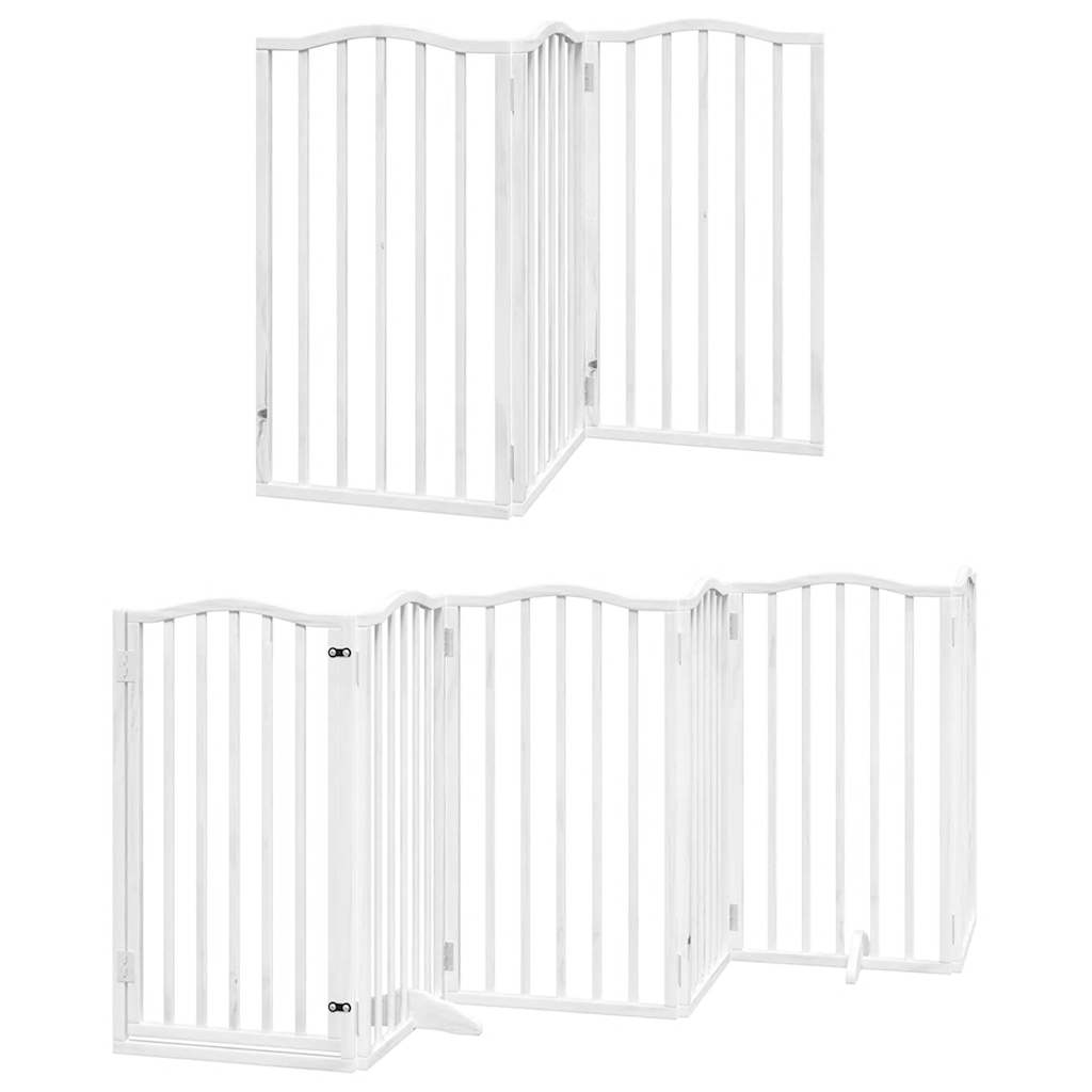 Cancello Cani Porta Pieghevole Bianco 9 Pannelli 450 cm Pioppo | homemem39