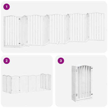 Cancello Cani Porta Pieghevole Bianco 9 Pannelli 450 cm Pioppo | homemem39