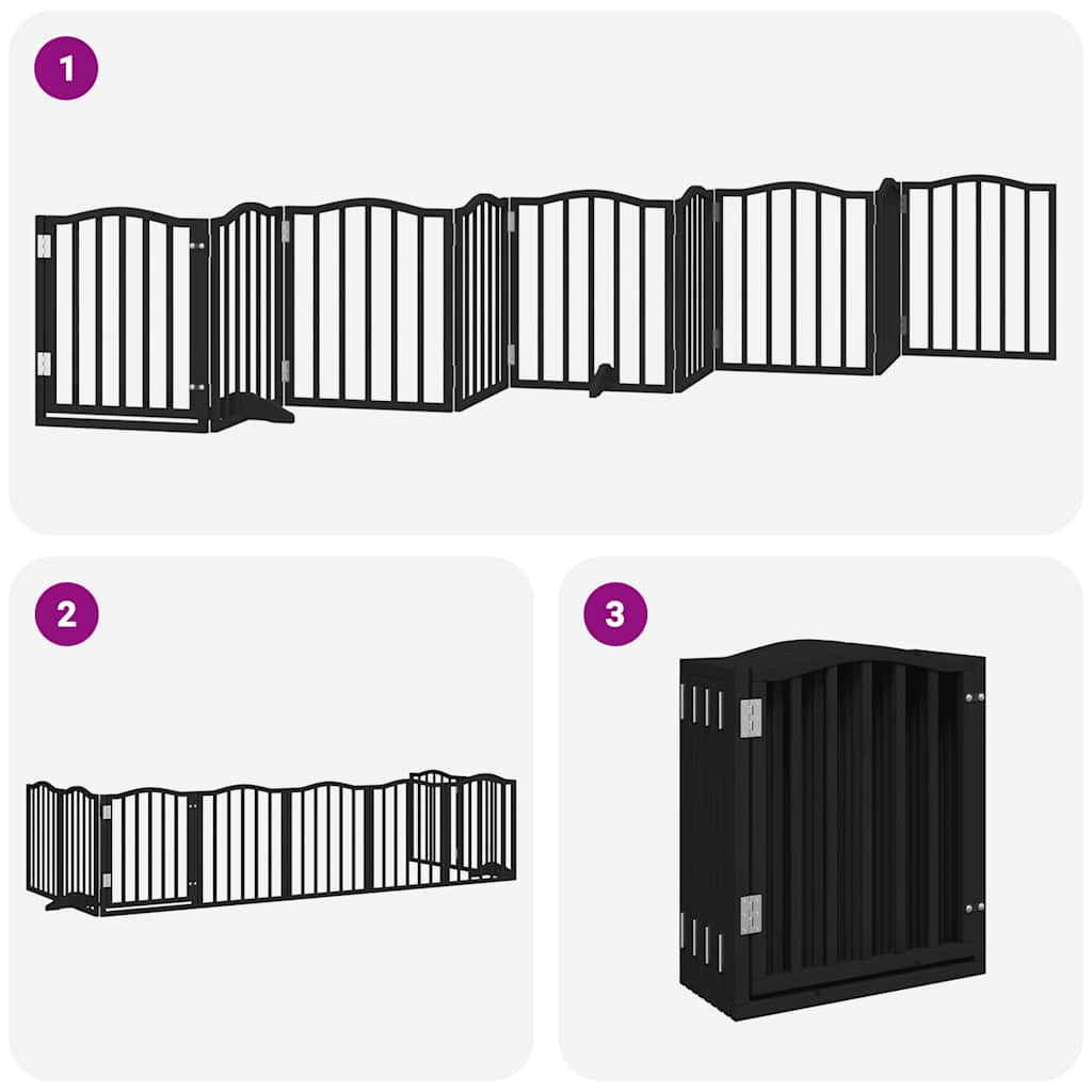 Cancello per Cani Porta Pieghevole Nero 9 Pannelli 450cm Pioppo | homemem39