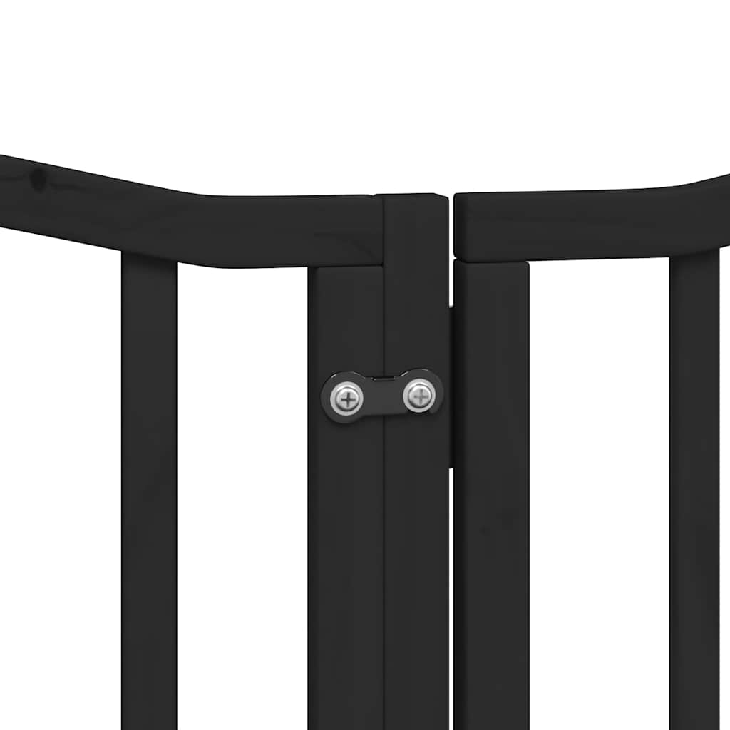 Cancello per Cani Porta Pieghevole Nero 9 Pannelli 450cm Pioppo | homemem39