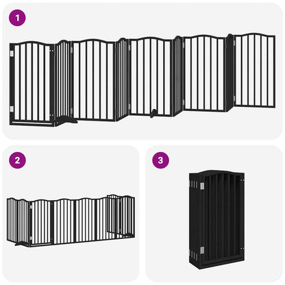 Cancello per Cani Porta Pieghevole Nero 9 Pannelli 450cm Pioppo | homemem39