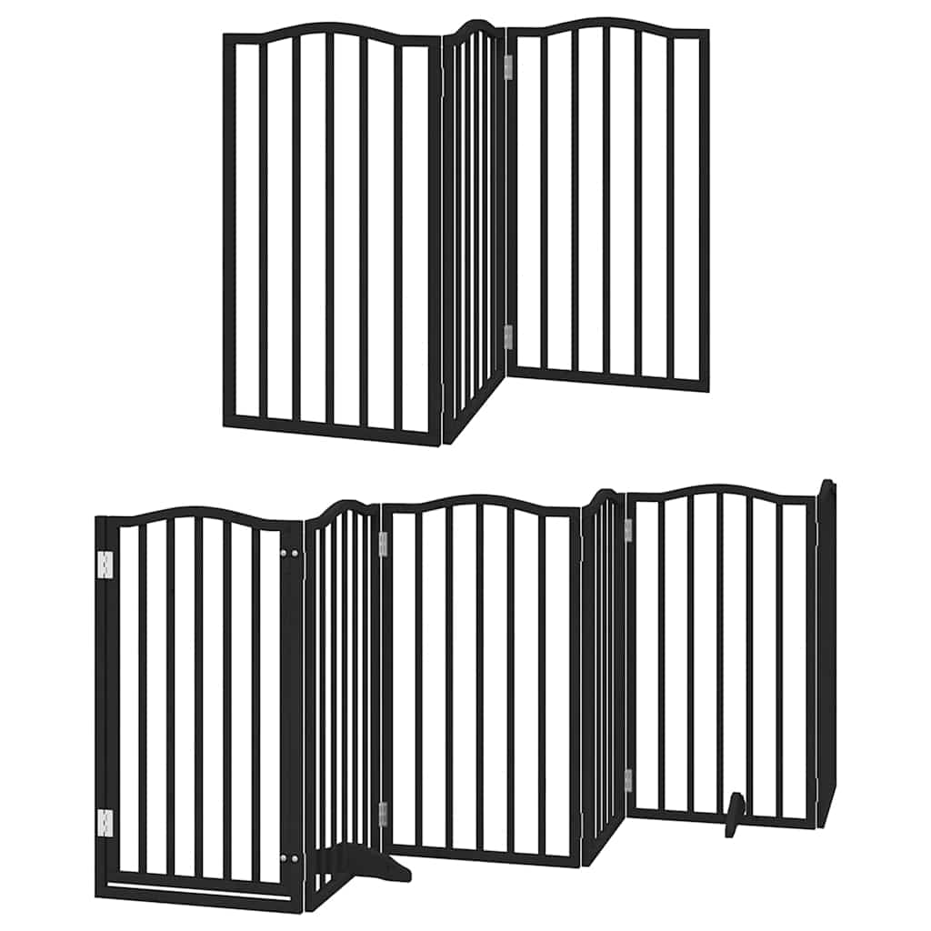 Cancello Cani Porta Pieghevole Nero 15 Pannelli 750 cm Pioppo | homemem39