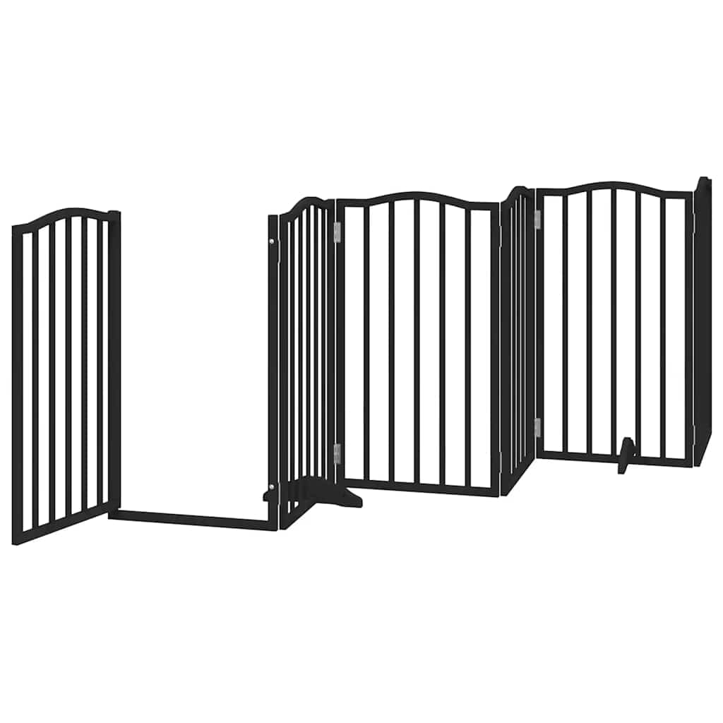 Cancello Cani Porta Pieghevole Nero 15 Pannelli 750 cm Pioppo | homemem39