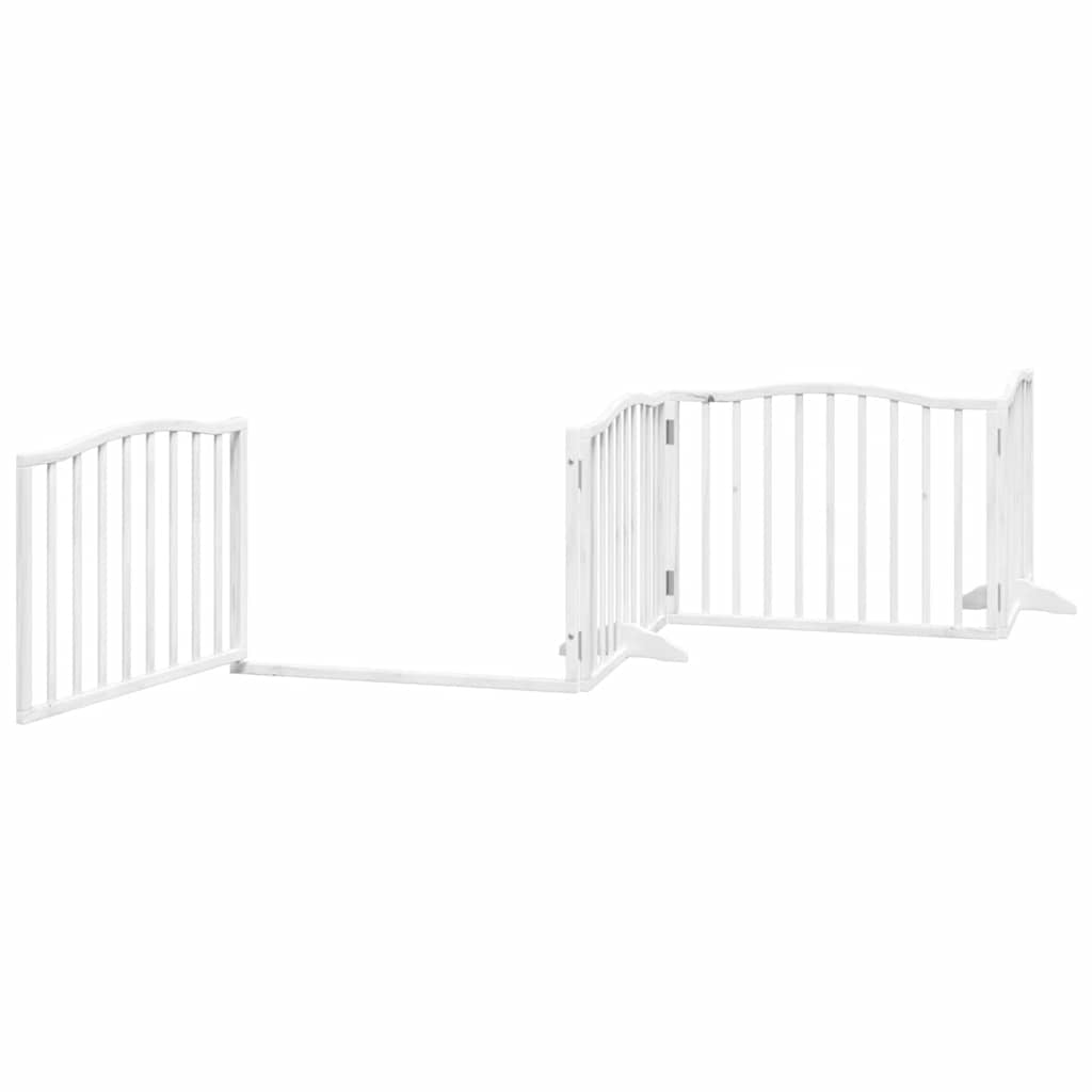 Cancello Cani Porta Pieghevole Bianco 12 Pannelli 640 cm Pioppo