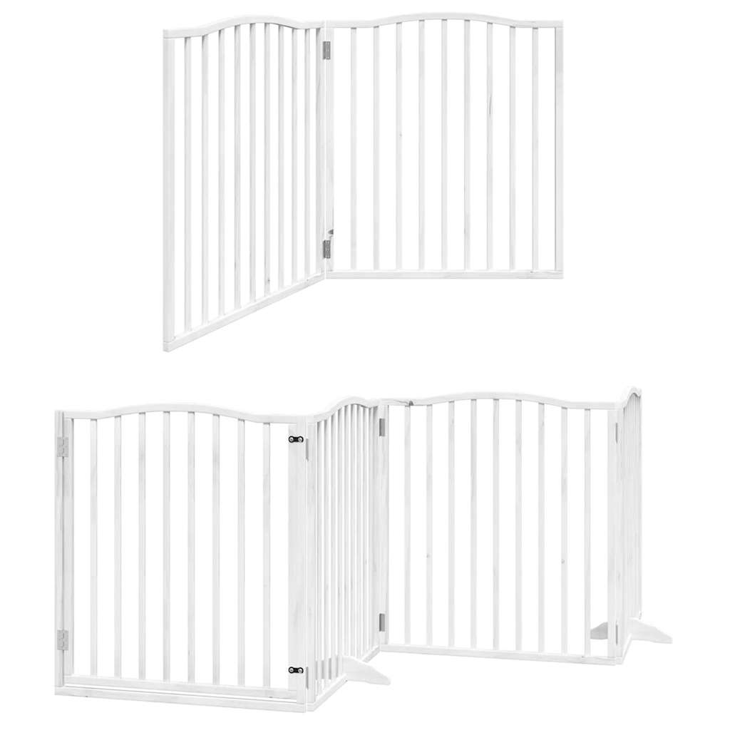 Cancello Cani Porta Pieghevole Bianco 12 Pannelli 960 cm Pioppo | homemem39