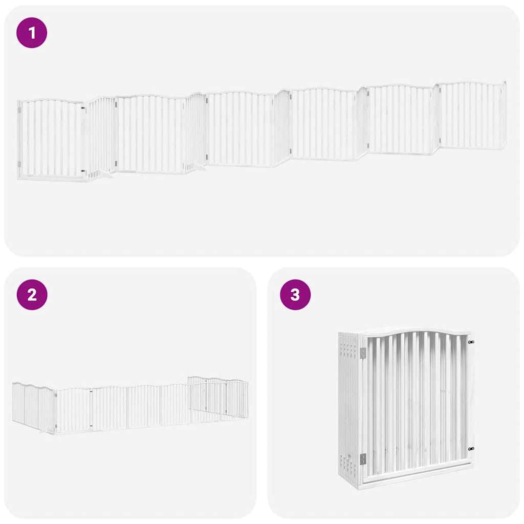 Cancello Cani Porta Pieghevole Bianco 12 Pannelli 960 cm Pioppo | homemem39