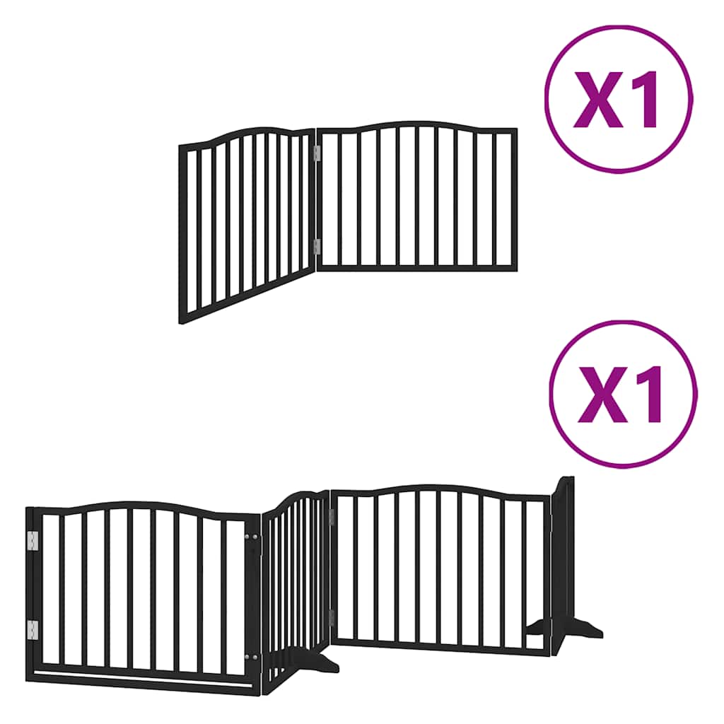 Cancello per Cani Porta Pieghevole Nero 6 Pannelli 480cm Pioppo | homemem39